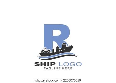 initial Letter R ship logo