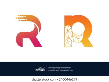 Initial letter R smart logo design. Artificial Intelligence concept.