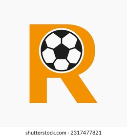Initial Letter R Soccer Logo. Football Logo Design Vector Template