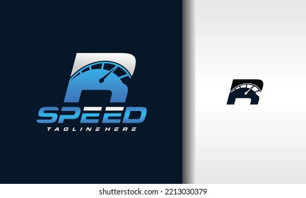 initial letter R speedometer logo