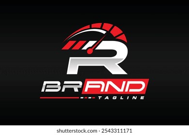 initial letter R speedometer logo
