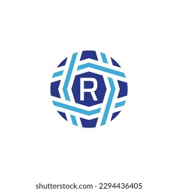 Initial letter R sphere logo Symbolize Global Connectivity