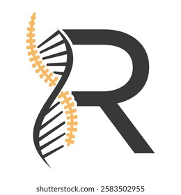 Initial Letter R Spin Therapy Logo, Orthopedic Symbol For Medical and Healthcare Icon