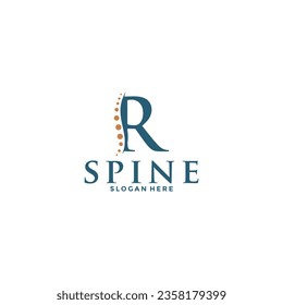 initial Letter R and spine logo vector, Chiropractic Logo design icon template