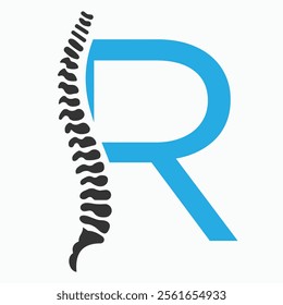 Initial Letter R Spine Logo Concept For Chiropractic Logo Design, Medical Physiotherapy Symbol