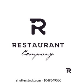 Initial Letter R with Spoon Fork for Restaurant logo design 