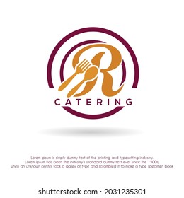 Initial Letter R With Spoon and Fork Icon for Restaurant, Cafe, Cafeteria, Food, Kitchen Retail Business Logo Design Concept