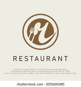 Initial Letter r With Spoon and Fork Icon for Restaurant, Catering, Cafe, Cafeteria, Food, Kitchen Retail Business Logo Design Concept	