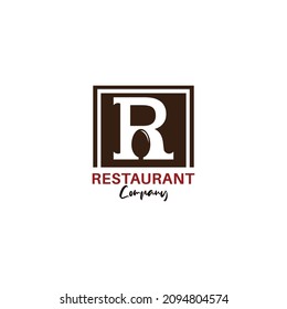 Initial Letter R with Spoon Fork for Restaurant logo design