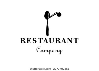 Initial Letter R with Spoon Fork for Restaurant logo design