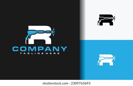 initial letter R spray water logo