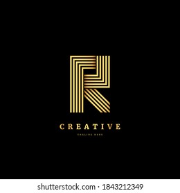 Initial Letter R Striped Line Luxury Stock Vector (Royalty Free ...