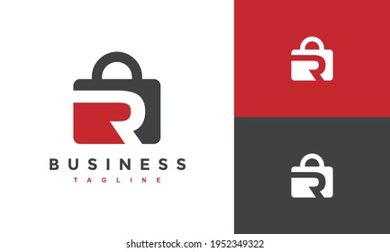 initial letter R suitcase logo