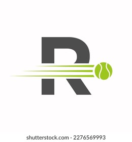 Initial Letter R Tennis Logo. Tennis Sports Logotype Symbol Template