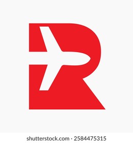 Initial Letter R Travel Logo Design Concept For Vacation and Airplane Symbol