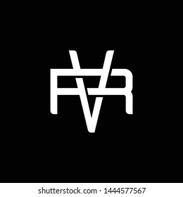 Initial letter R and V, RV, VR, overlapping interlock monogram logo, white color on black background