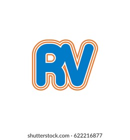 initial letter r and v. rv monogram outline logo