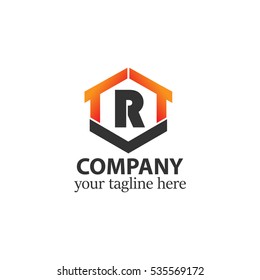 Initial Letter R With Vector Home House Icon Logo