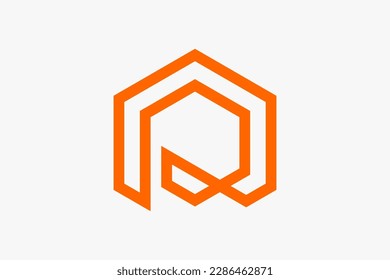 Initial letter R vector logotype. Minimalist hexagon Line, creative simple logo design template.  Universal geometric symbol font icon.
