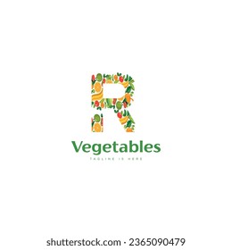 Initial Letter R Vegetables Logo Vector