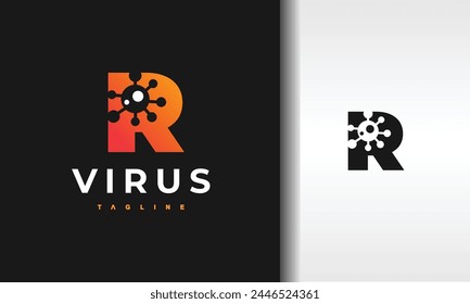 initial letter R virus logo