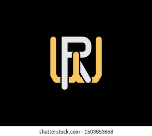 Initial letter R and W, RW, WR, overlapping interlock logo, monogram line art vintage style on black background