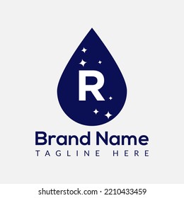 Initial Letter R Wash Logo, Drop and Wash Combination. Drop logo, Wash, Clean, Fresh, Water Template