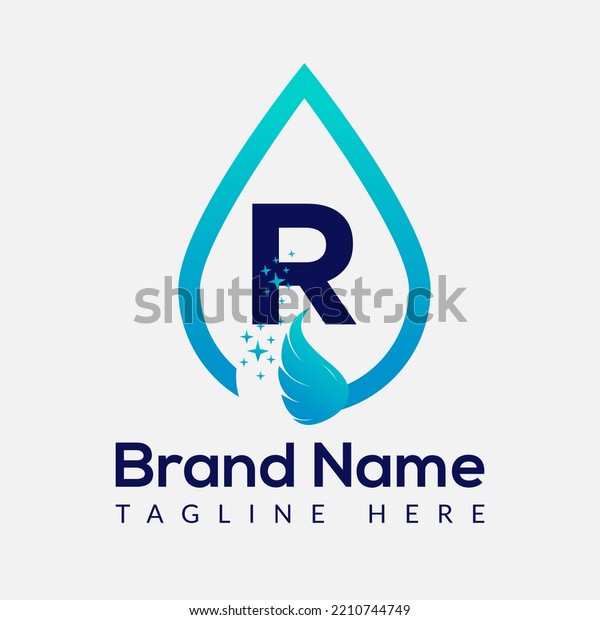 Initial Letter R Wash Logo,\
Drop and Wash Combination. Drop logo, Wash, Clean, Fresh, Water\
Template