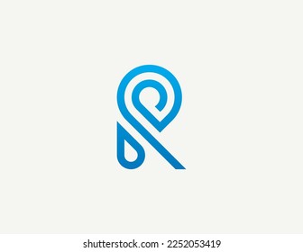 símbolo de símbolo de signo de concepto de la letra R inicial del logotipo de caída de agua Diseño de elemento. Agua, Aqua, Spa, Plomero, Fontanería, Logotipo Droplet. Plantilla de ilustración de vector