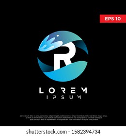 initial letter r water liquid logo. modern icon, template design