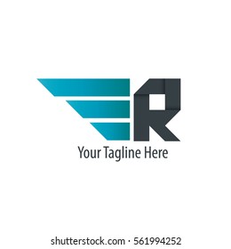 Initial Letter R With Wings Design Logo