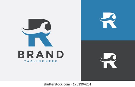 	
Initial Letter R Wrench Logo