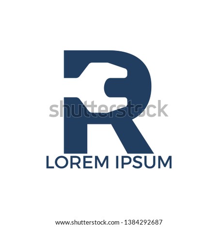 Initial letter R and wrench logo design. Repair business and constuction logo design concept.