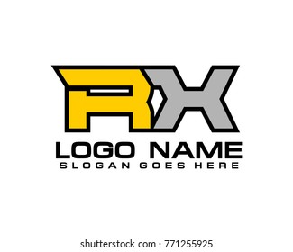 Initial letter R & X logo template vector
