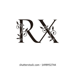 Initial letter R and X, RX, vintage Logo Icon, classy black letter monogram logo icon suitable for boutique,restaurant, wedding service, hotel or business identity.