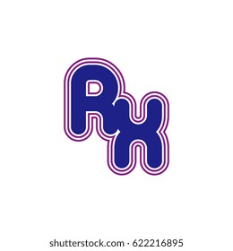 initial letter r and x. rx monogram outline logo