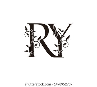 Initial letter R and Y, RY, vintage Logo Icon, classy black letter monogram logo icon suitable for boutique,restaurant, wedding service, hotel or business identity.