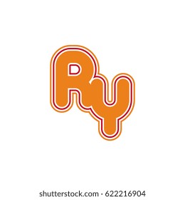 initial letter r and y. ry monogram outline logo