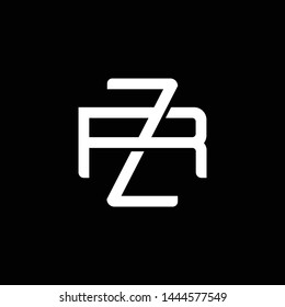 Initial letter R and Z, RZ, ZR, overlapping interlock monogram logo, white color on black background