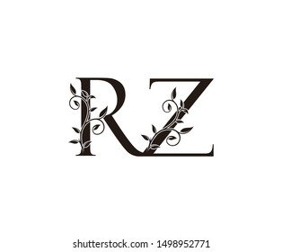 Initial letter R and Z, RZ, vintage Logo Icon, classy black letter monogram logo icon suitable for boutique,restaurant, wedding service, hotel or business identity.