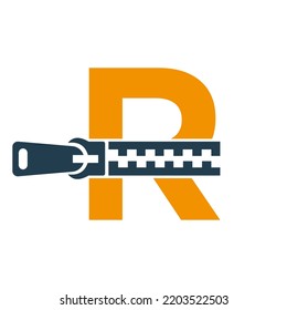 Initial Letter R Zipper Logo For Fashion Cloth, Embroidery and Textile Symbol Identity Vector Template