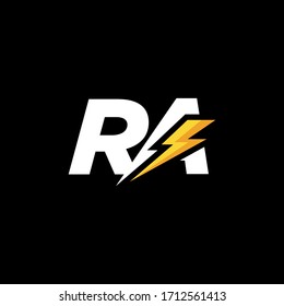 Initial Letter RA with Lightning
