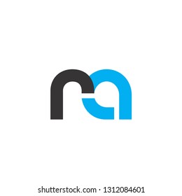 Initial Letter RA Linked Circle Lowercase Logo Black Blue Icon Design Template Element - Vector