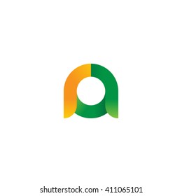 initial letter ra linked round lowercase logo orange green