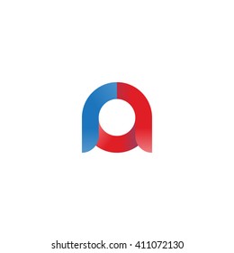 initial letter ra linked round lowercase logo blue red