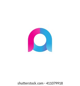 initial letter ra linked round lowercase logo pink blue