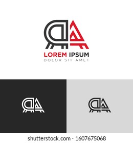 Initial Letter RA linked uppercase overlap modern logo design template. Suitable for business, consulting group company