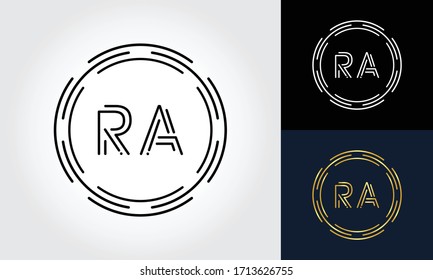 Vorlage für die kreative Typografie-Vektorillustration des Anfangsbuchstaben RA-Logos. Design des RA-Logos für abstrakte digitale Buchstaben