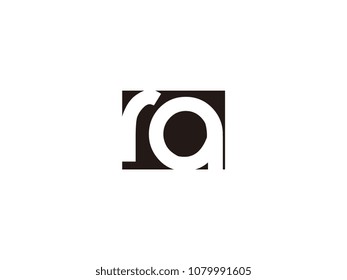 Initial letter ra lowercase logo black and white