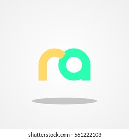Initial letter RA lowercase logo design template orange tosca
